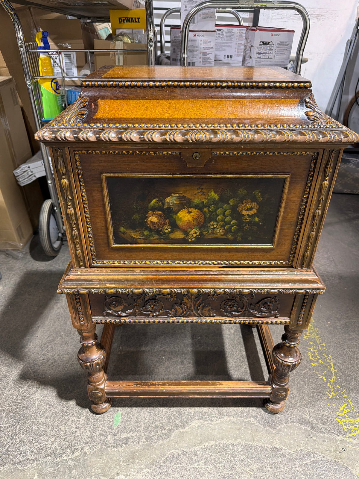 Antique Hand-painted Humidor Cabinet