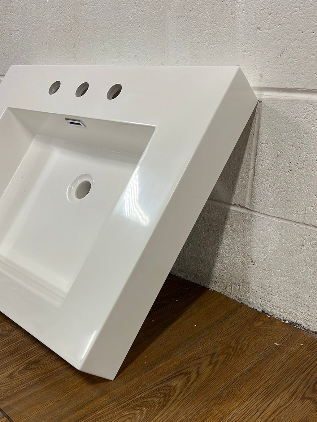White Ceramic Rectangular Bathroom Sink