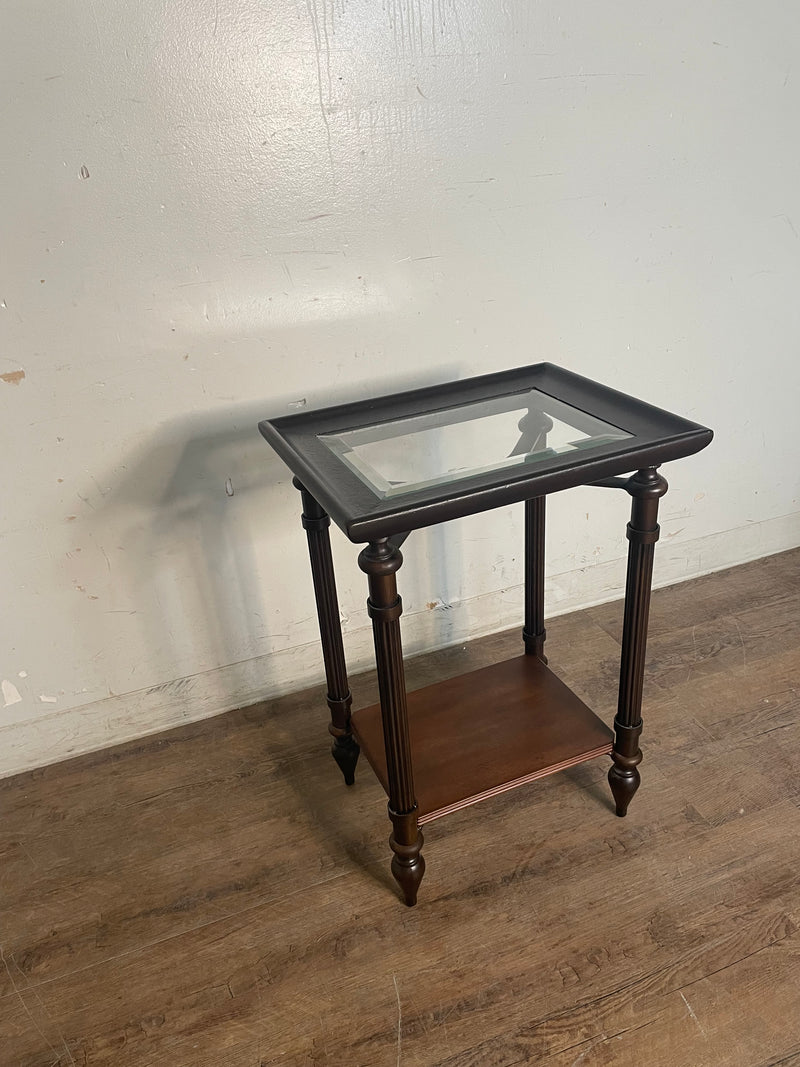 2-Tier Wood Iron Side Table
