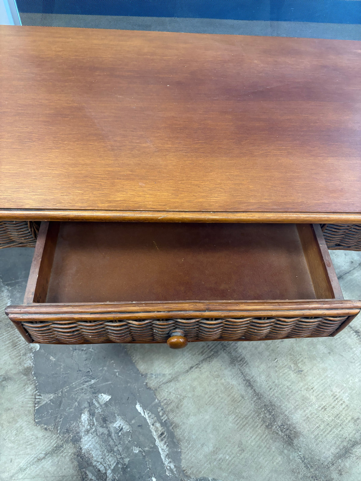 Wood and Rattan Coffee Table