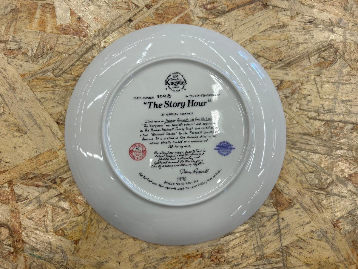 "The Story Hour" Limited Edition of Norman Rockwell Collectable Plate - with Authentication Certificate