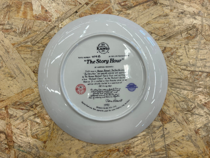"The Story Hour" Limited Edition of Norman Rockwell Collectable Plate - with Authentication Certificate