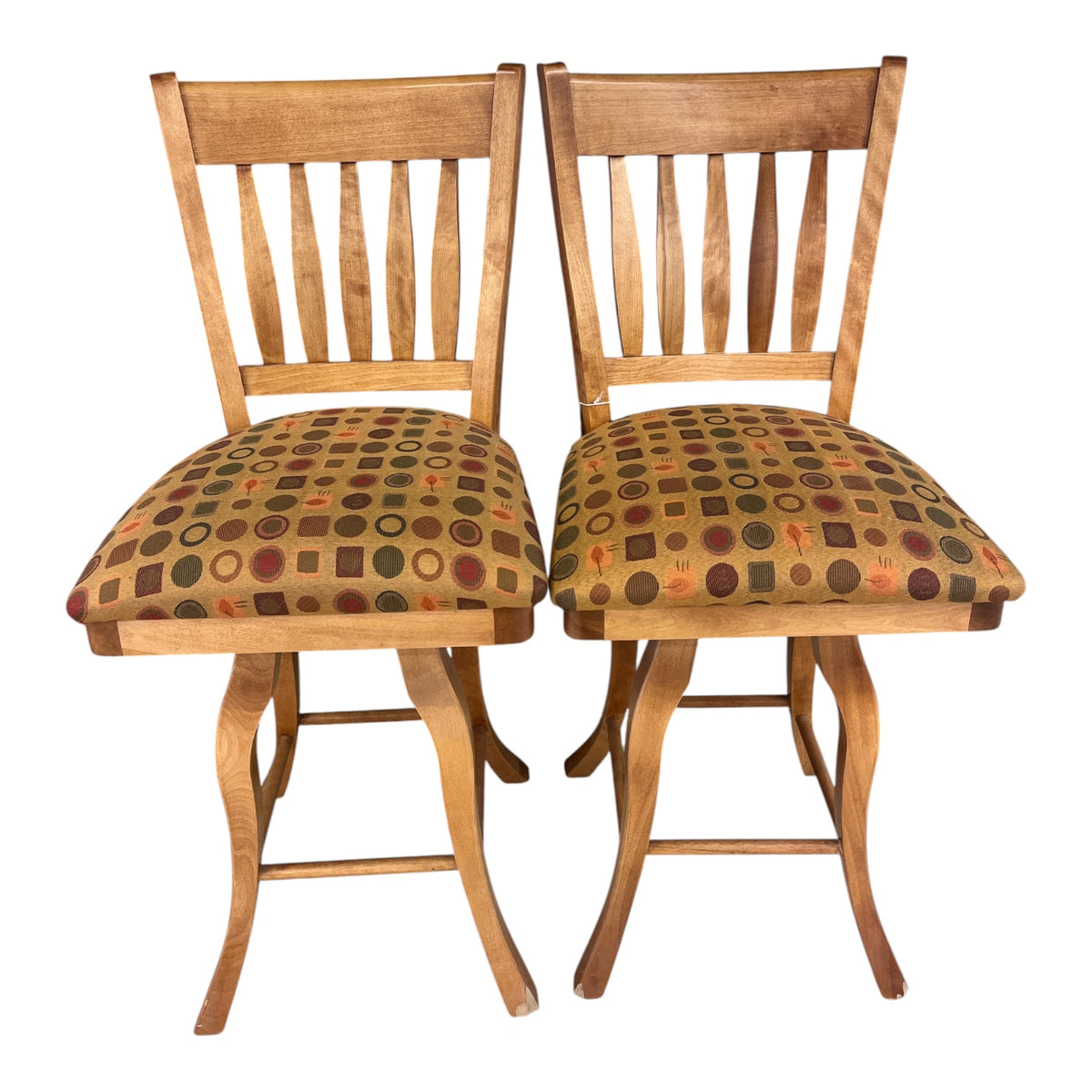Solid Wood Counter Height Swivel Bar Stools (Set of 2)