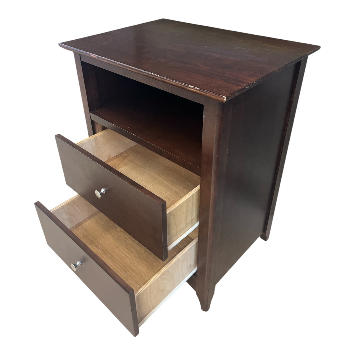 Dark Wood Nightstand w/ Open Shelf