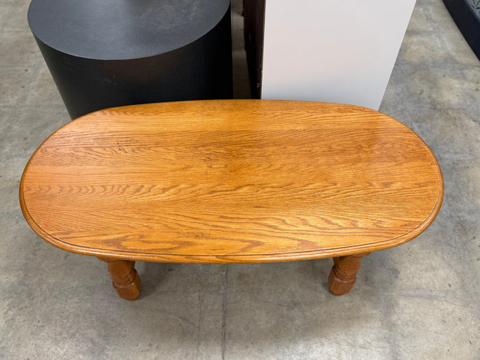 Light Wood Brown Oval Shaped Coffee Table
