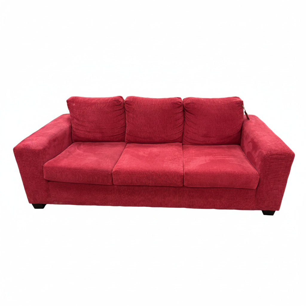 Red Fabric 3-Seater Sofa