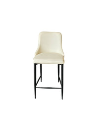 Faux Leather White Bar Stool w/ Black Frame