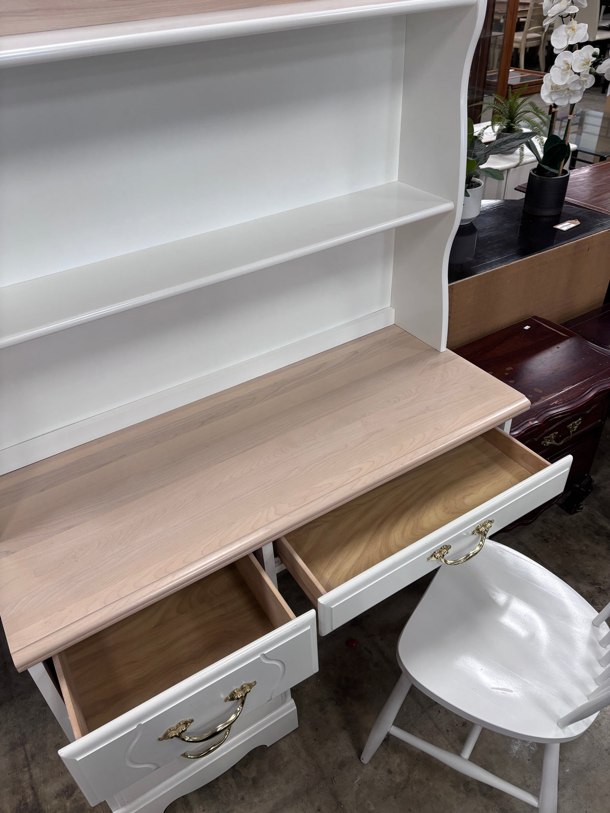Vintage Wooden Desk and Hutch