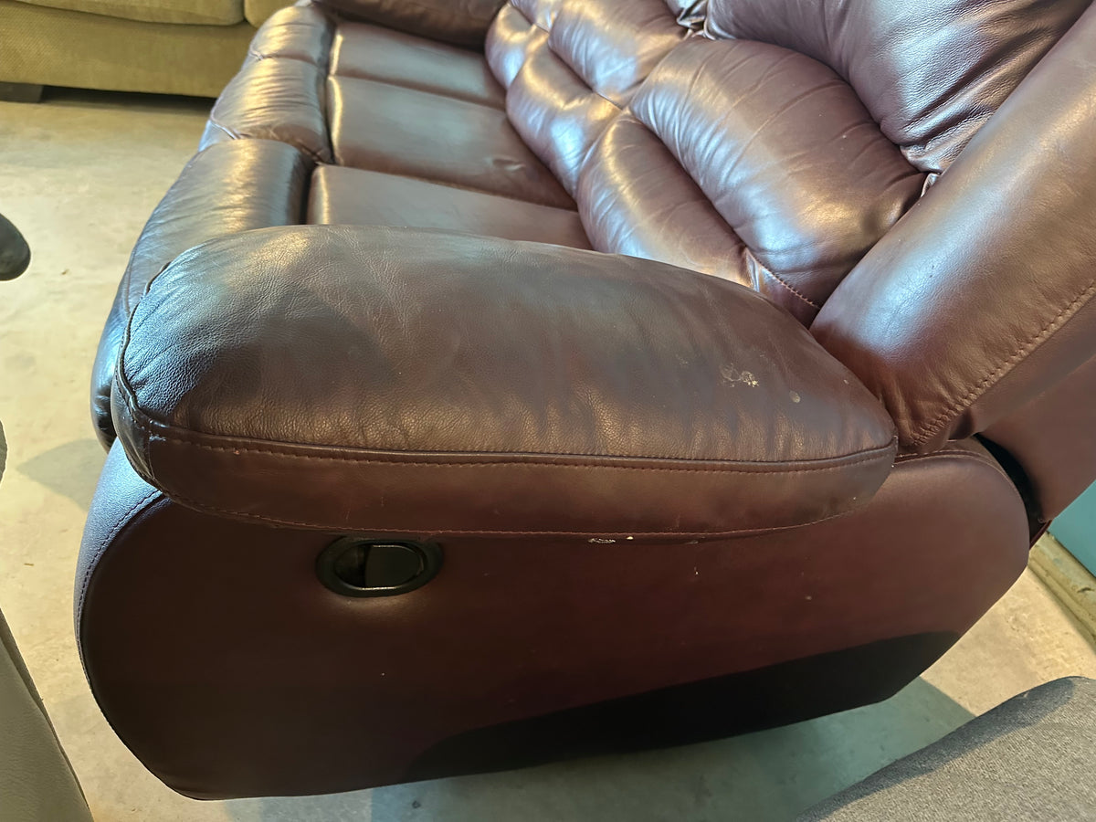 Burgundy Faux Leather Reclining Sofa