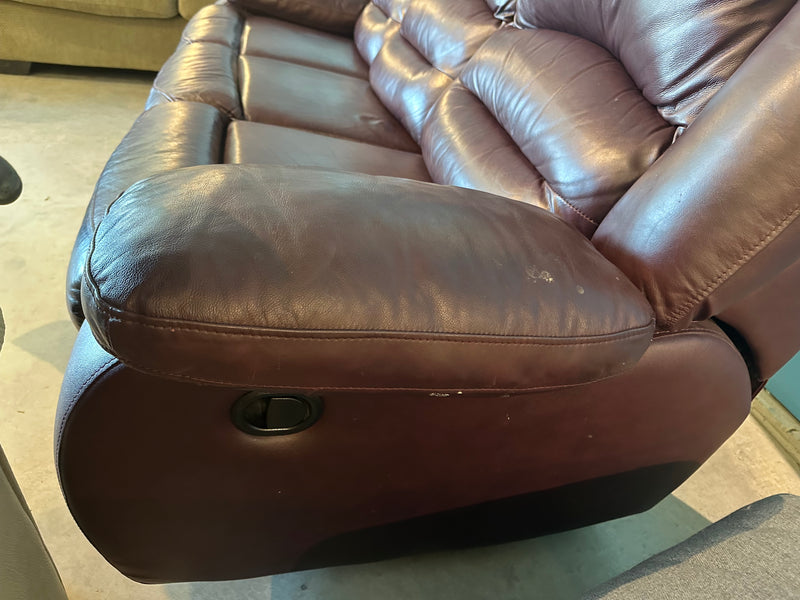 Burgundy Faux Leather Reclining Sofa