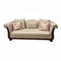 Traditional Dark Tan Floral Sofa
