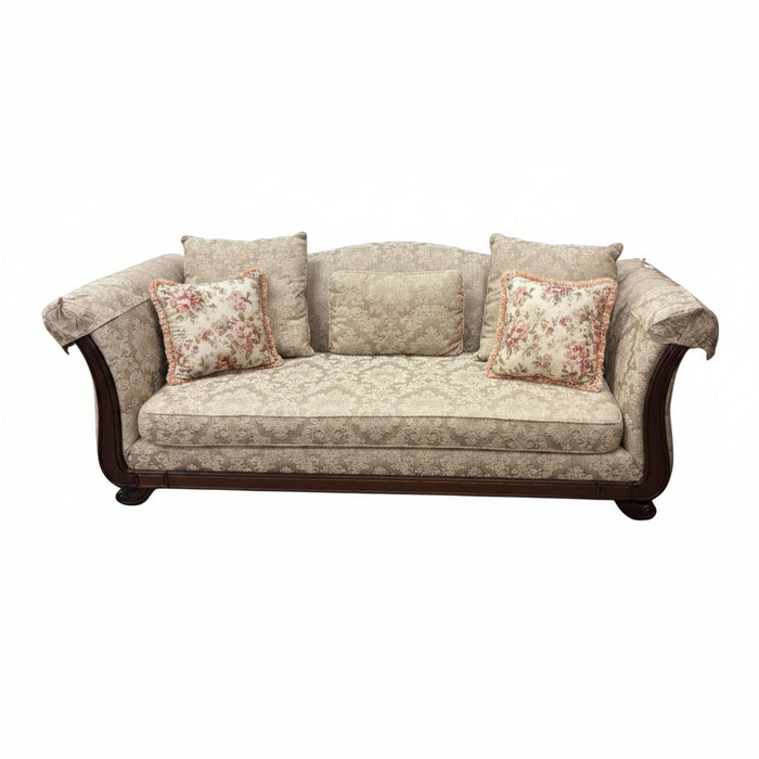 Traditional Dark Tan Floral Sofa