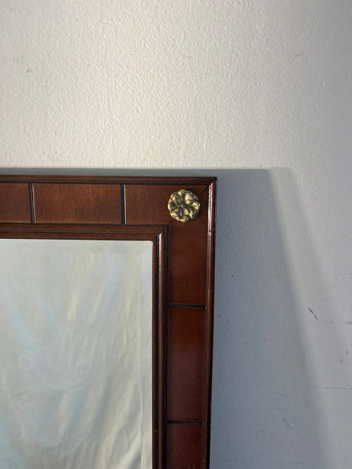Bombay Company Wood Frame Mirror With Brass Accents