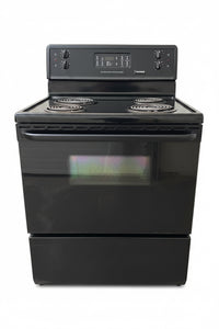 Frigidaire Freestanding Electric Range Features a 4-Burner Coil Cooktop, Electronic Oven controls, and a self-cleaning function.