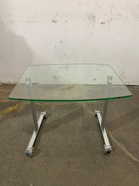 Glass Side Table On Wheels