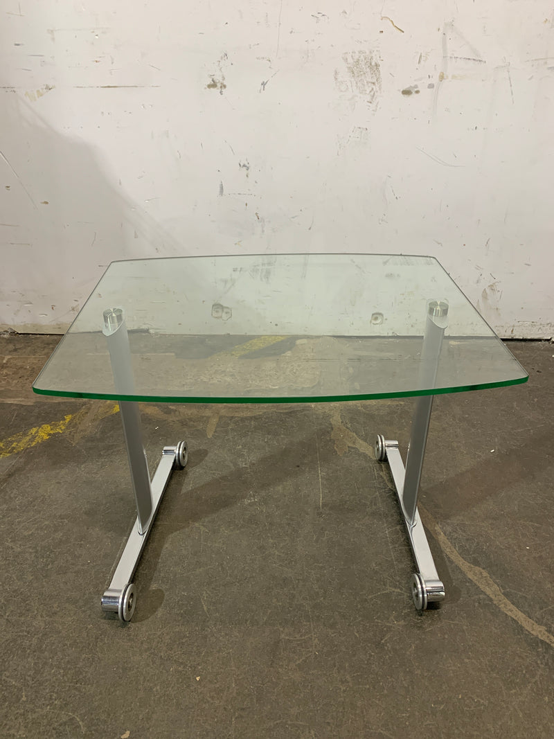 Glass Side Table On Wheels