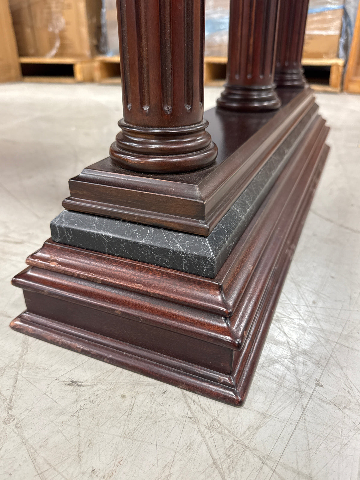 65 In. Wide Traditional Mahogany-Finish Richmond Executive Writing Desk with Glass Top by The Bombay Company
