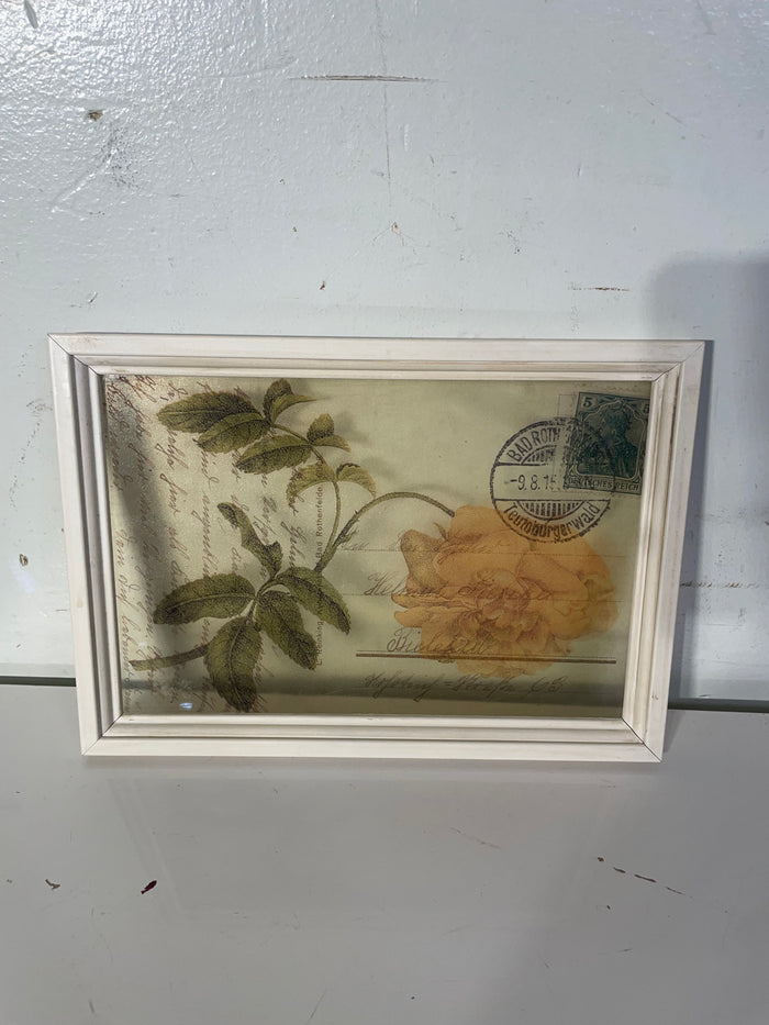 Framed Glass Art - Orange Flower