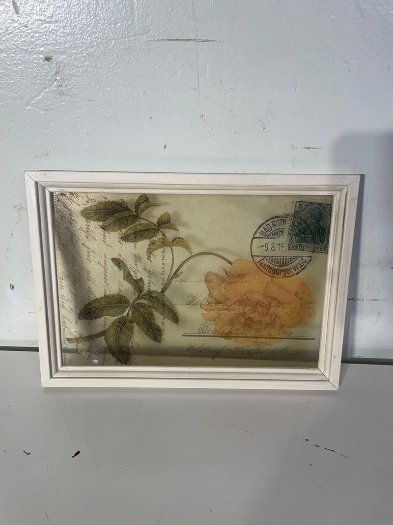 Framed Glass Art - Orange Flower