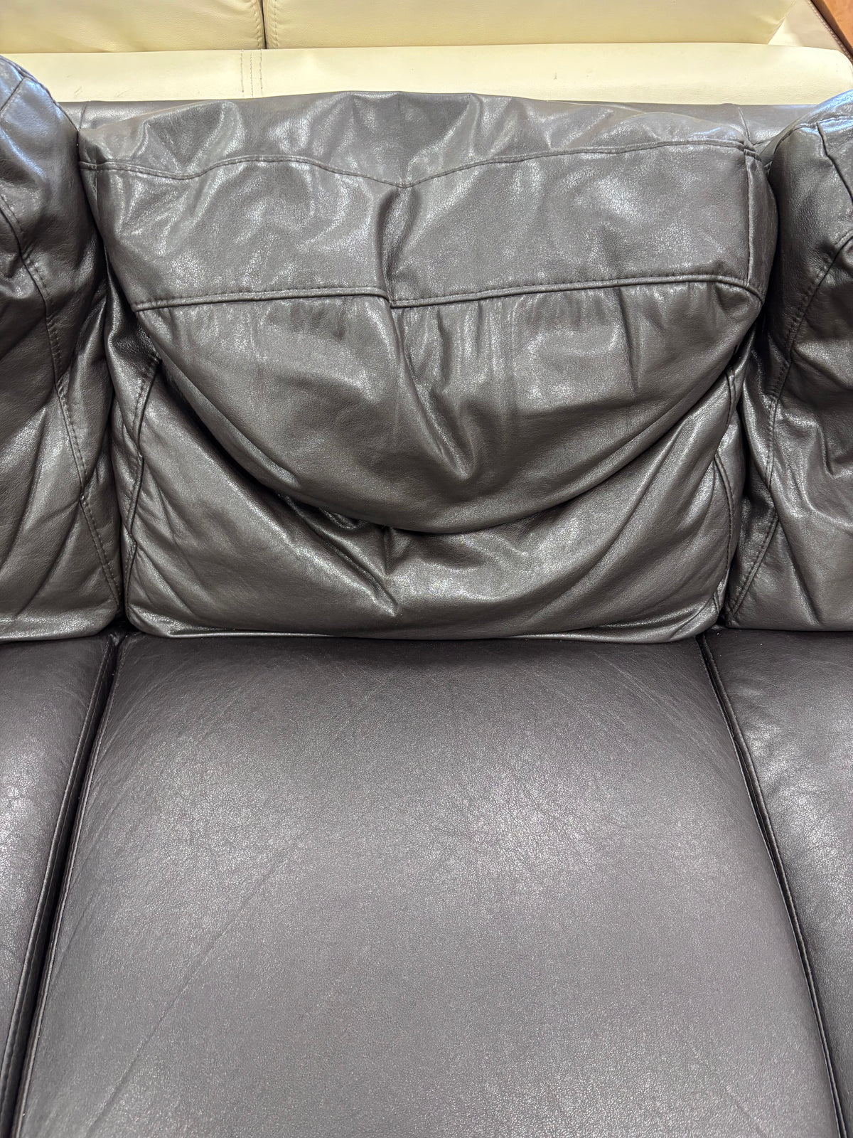 Black Leather 3-Seater Sofa