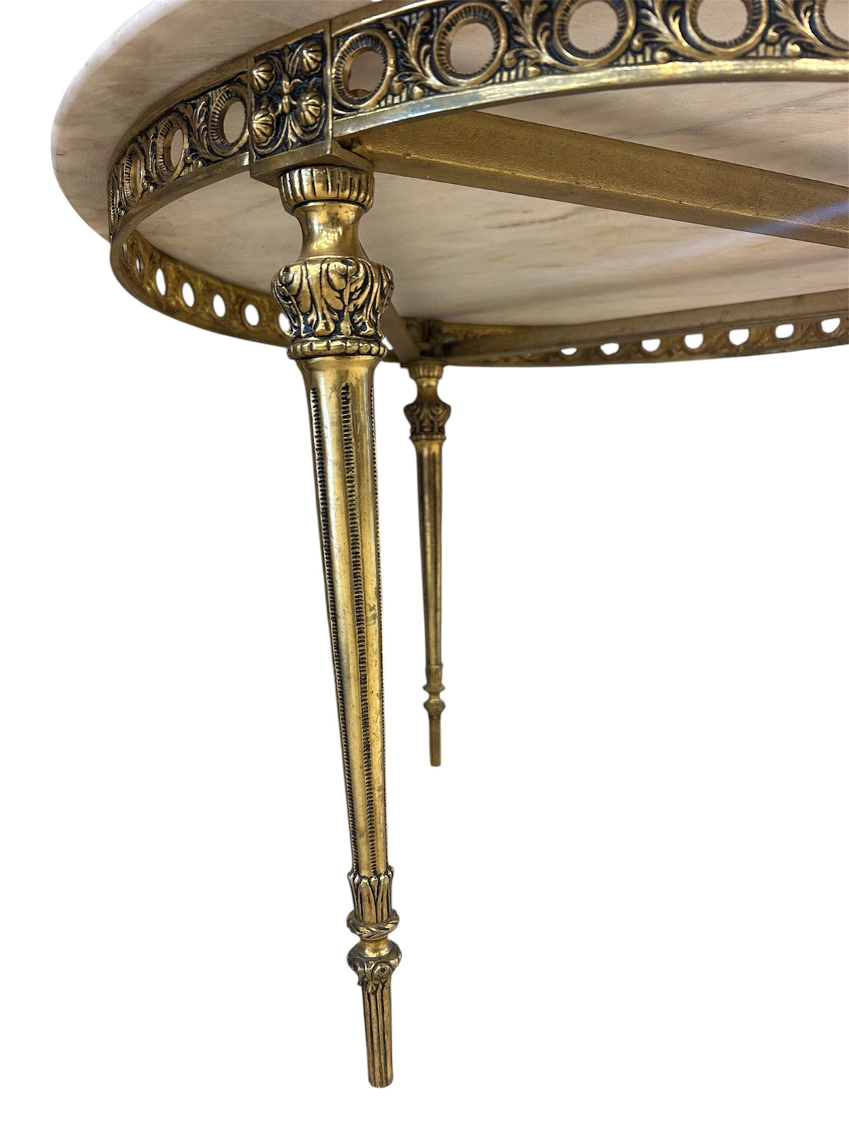 Louis XVI Style Marble Top and Brass Cocktail Table
