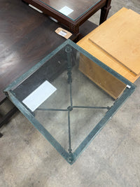 Dark Teal Glass-top Square Side Table