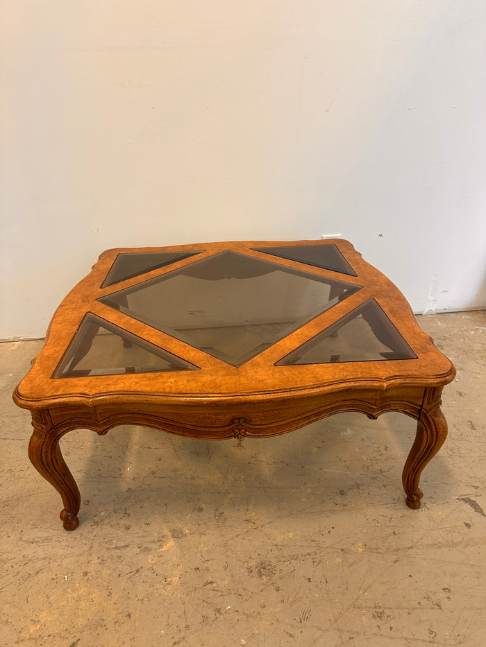 Glass & wood coffee table