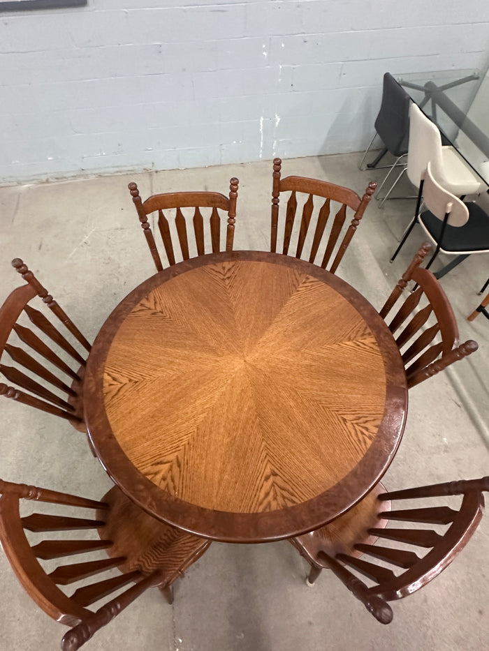 Solid Oak Table W/6 Chairs