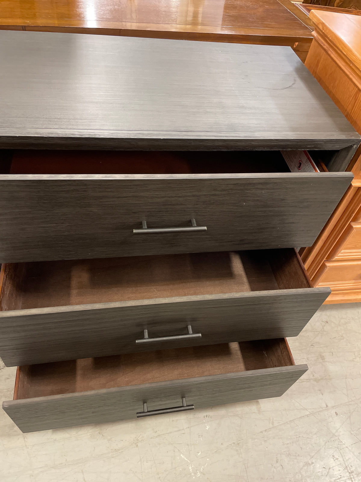 Black Stain 6-Drawer Dresser 64 in W x 18 in D x 32.75 in H