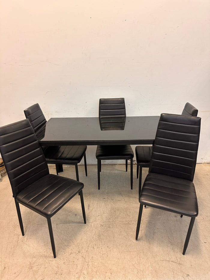 Glass dining table w/ 5 chairs