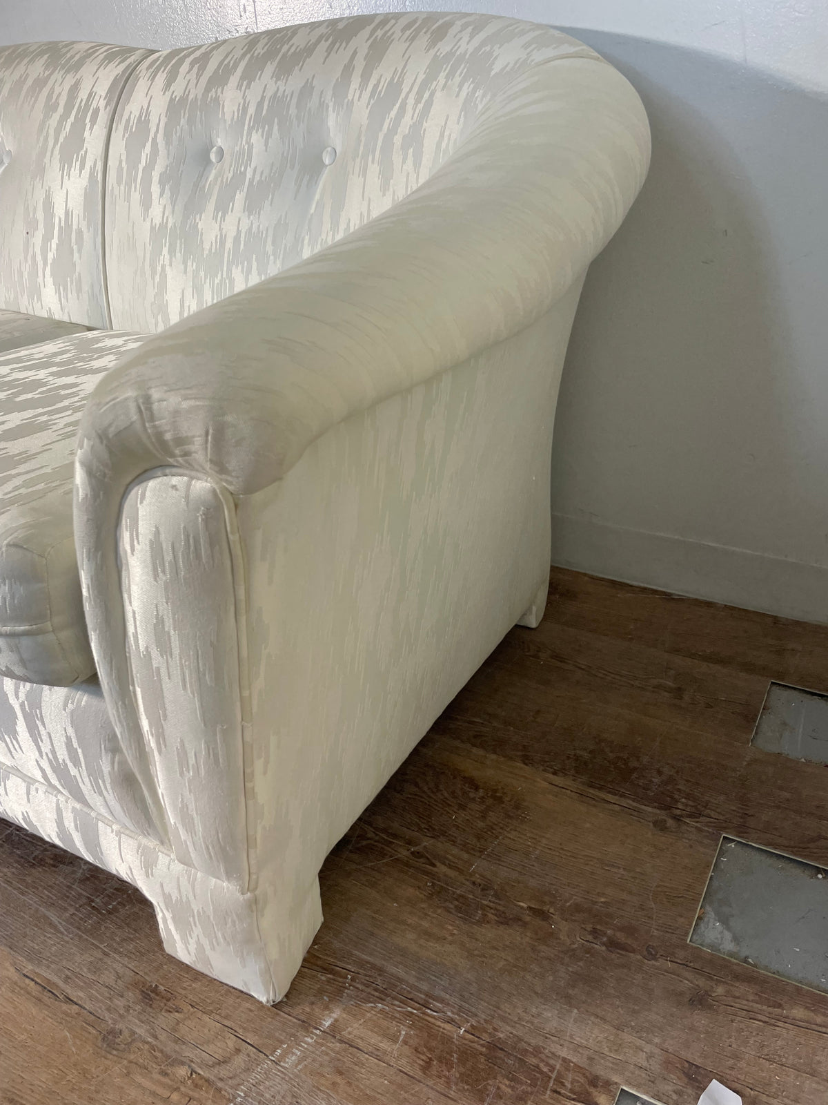 White Tufted 3-Seater Sofa