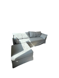 Grey Upholstered Sofa With Ottoman