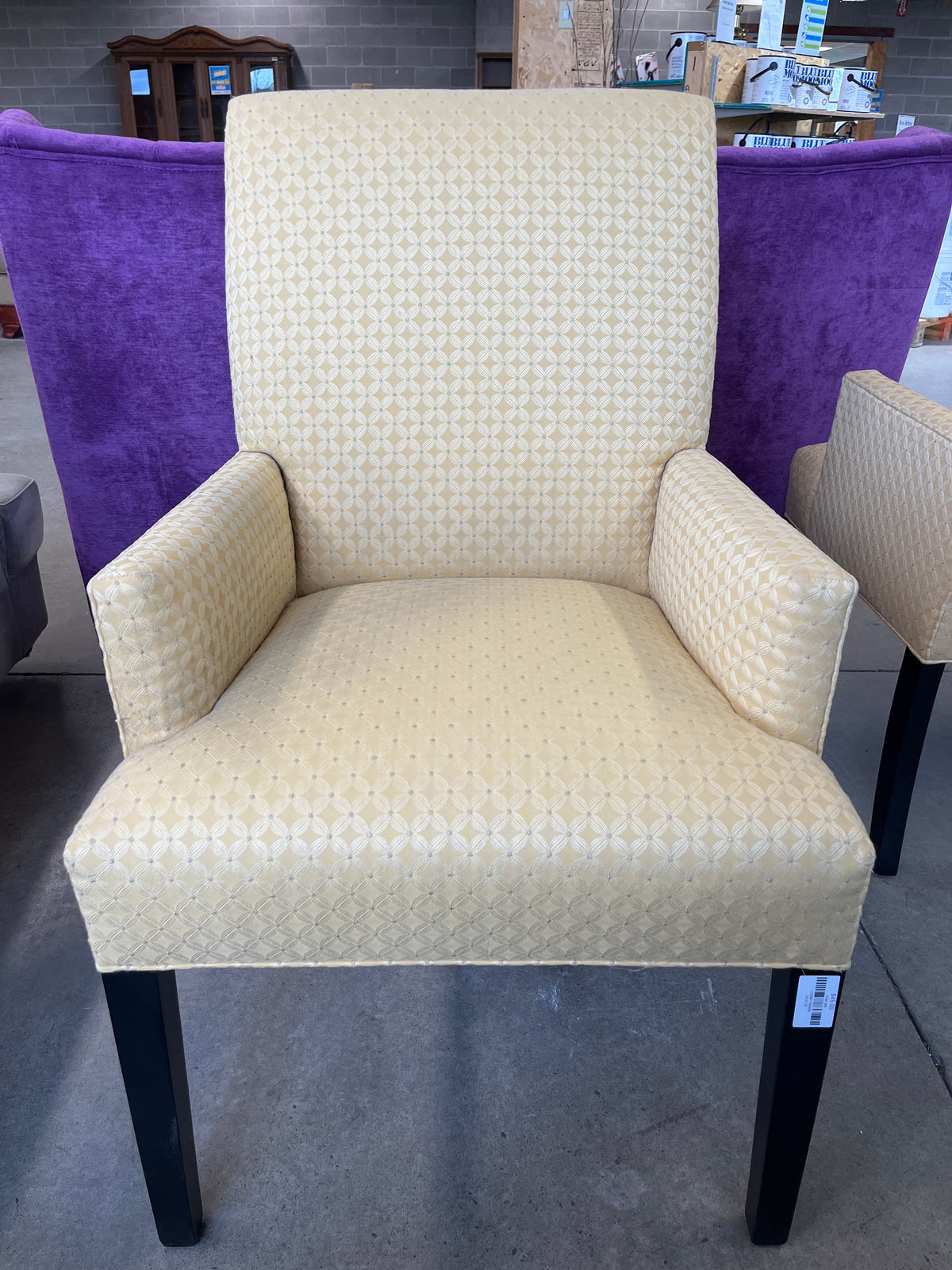 25"W Yellow Embroidered Accent Chair