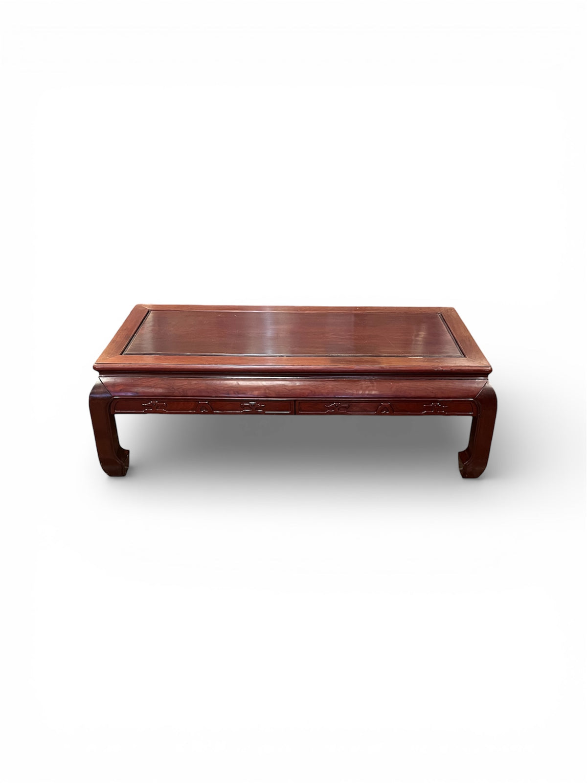 Red Tone Coffee Table with Carvings