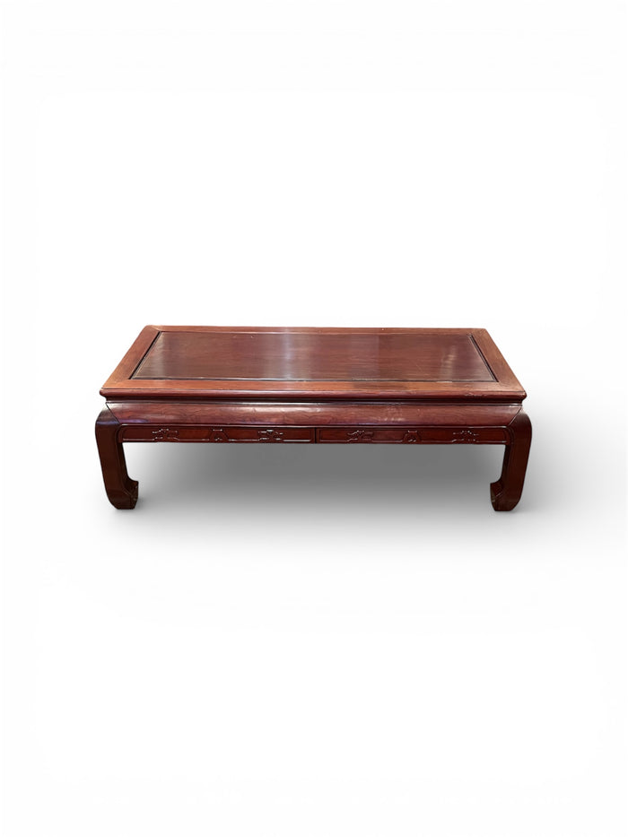 Red Tone Coffee Table with Carvings