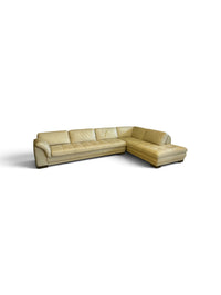 Roche Bobois Cream Leather Sectional Sofa w/ Chaise