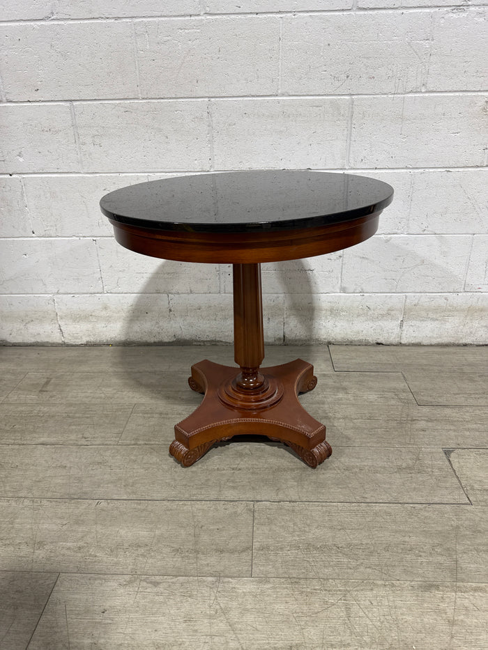 Decca Black Granite-top  Round End Table