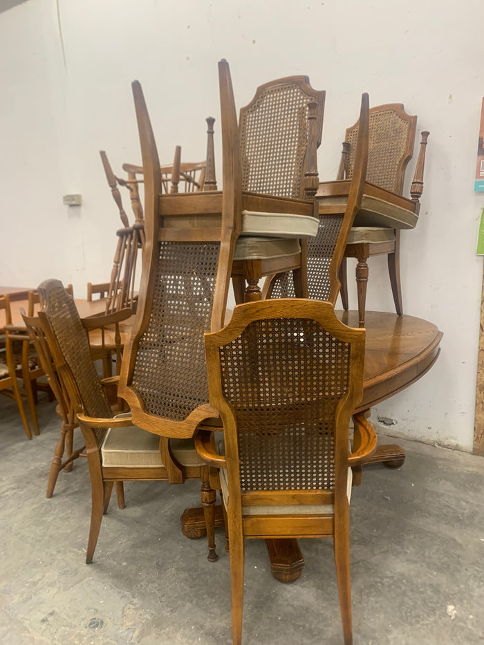 6 Wicker Back Chair Dining Set