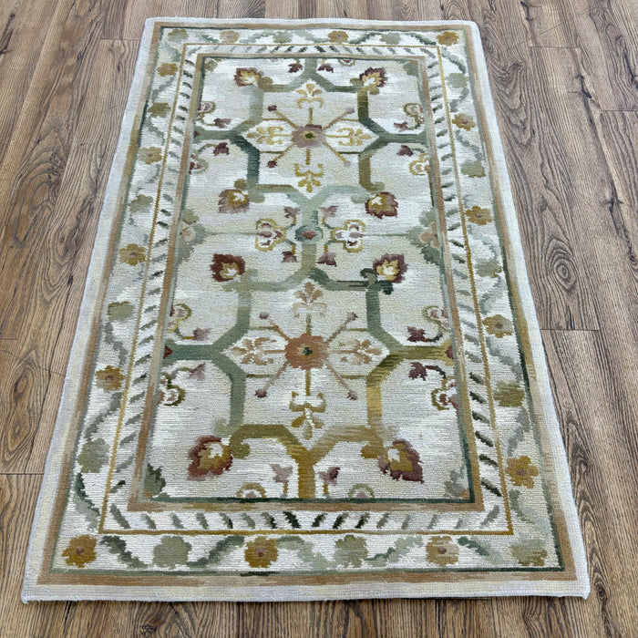 3x5-ft Floral Medallion Area Rug – 100% Wool, Hand Woven, 236