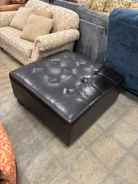 Brown Leather Square Ottoman