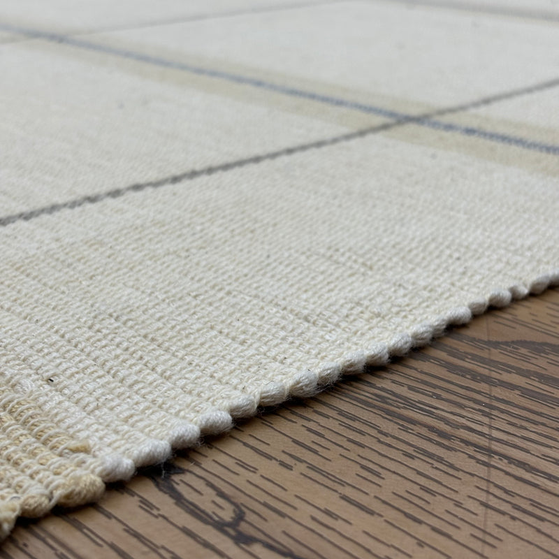 6×8-ft Beige Grid Rug – Handwoven Cotton Flatweave, 284