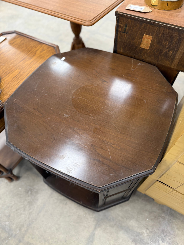 Dark Espresso Brown Vintage Octogen End Table