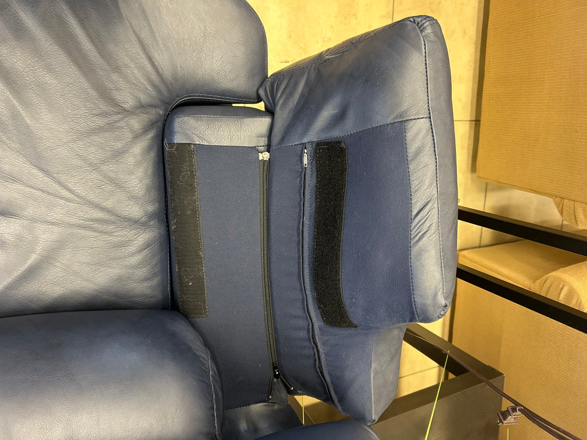 Deep Navey Blue Contemporary 3-Seat Leather Sofa