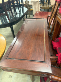 Vintage Chinese Dark Wood Round Dining Set