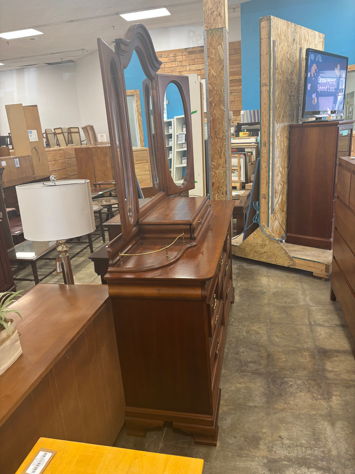 Cherry Wood French Provincial-Style Dresser