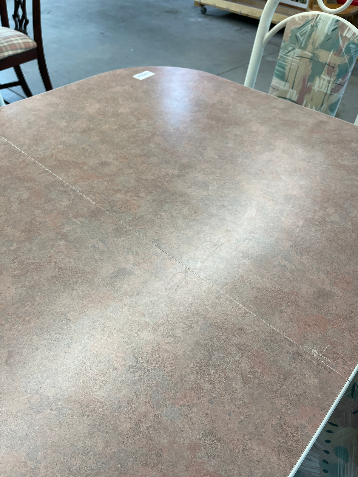 60"W White Dining Table & 4 Chairs