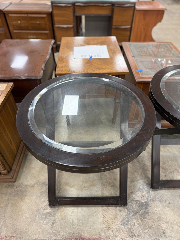 Dark Brown Modern Glass Top Side Table