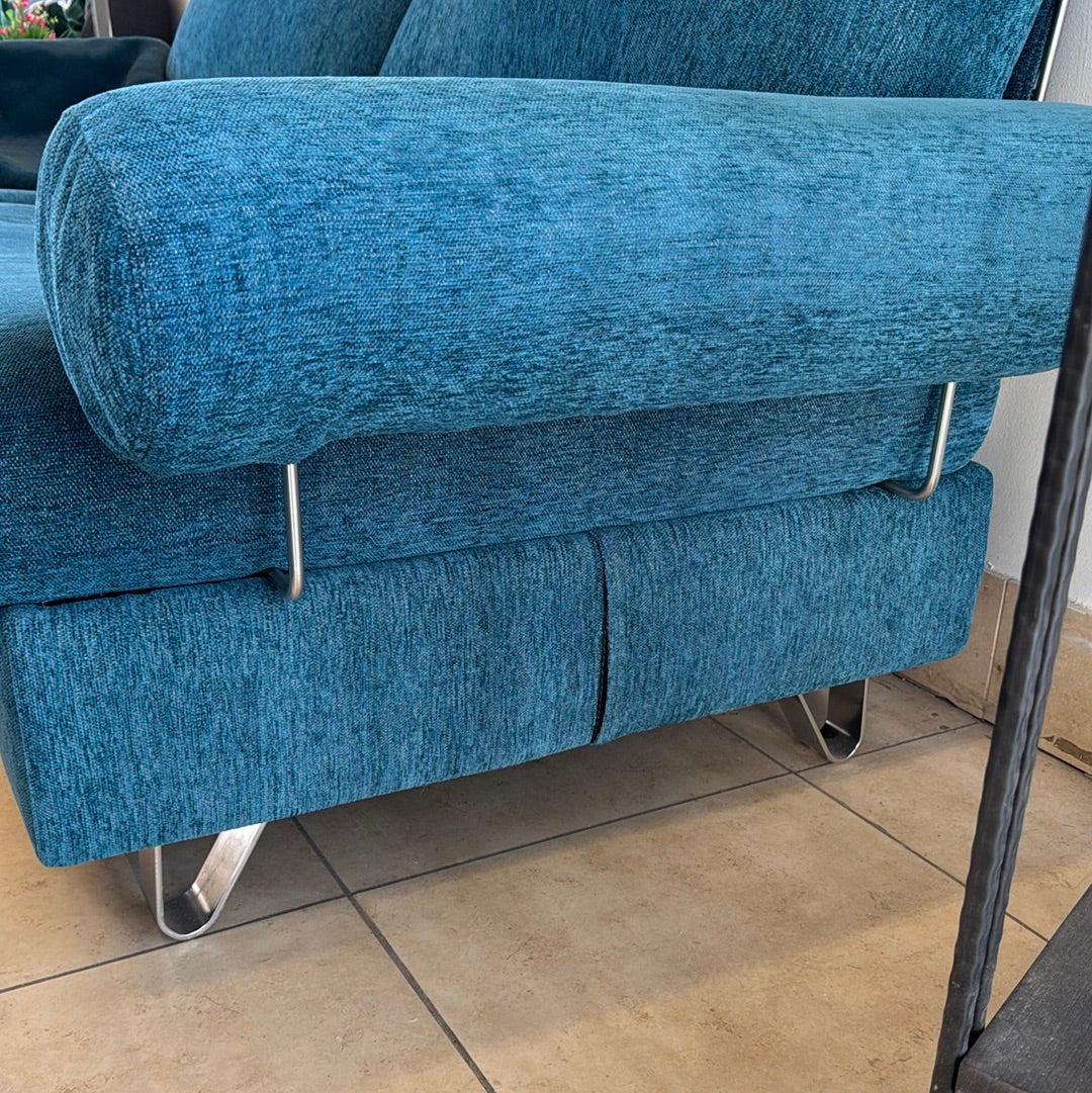 Turquoise Modular Loveseat With two Ottomans