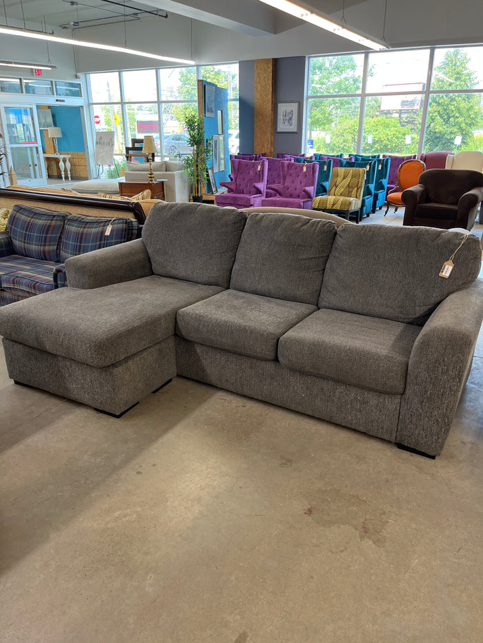 96" Convertible Grey Chenille Sofa