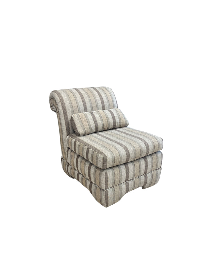 Striped Accent Chair with Lumbar Pillow